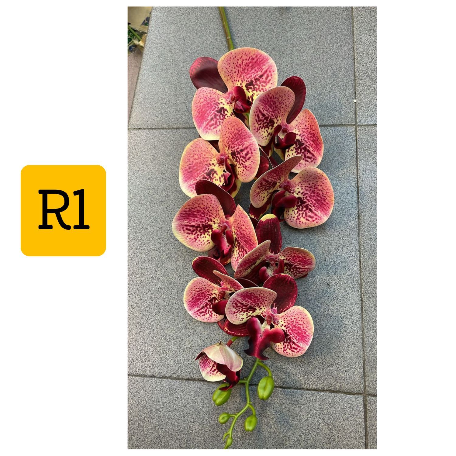 Artificial Phalaenopsis Latex Orchid Flowers Arrangement with White Purple Vase