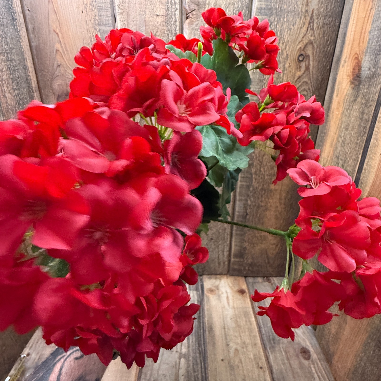 POTTERY BARN RED GERANIUM FAUX FLORAL BUNDLE 29″ SET OF 3 HOLIDAY 4TH OF JULY
