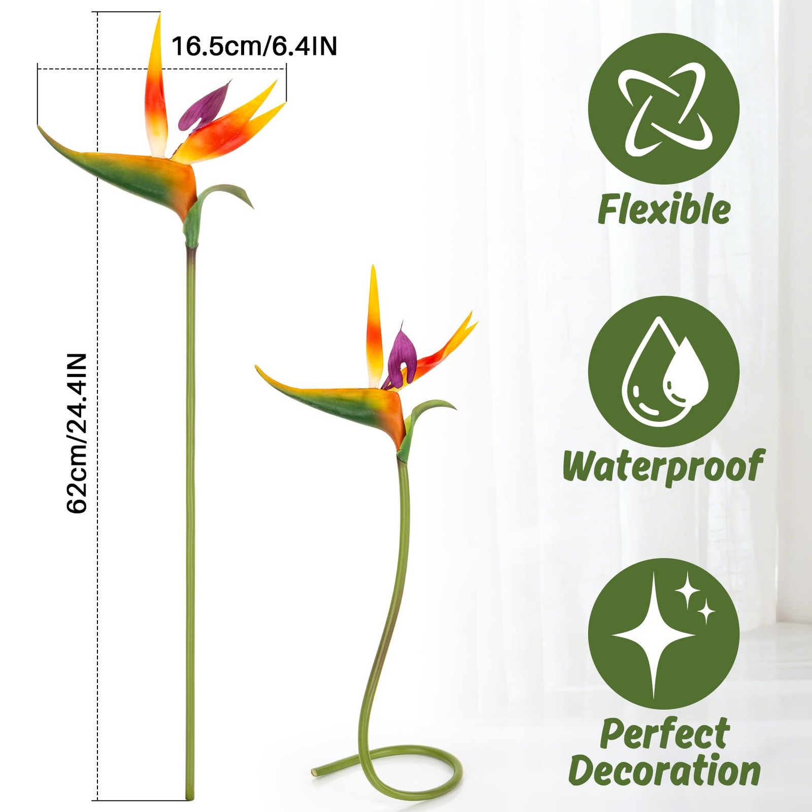 Bird of Paradise Artificial Plant – 2PCS 24″ UV Resistant Artificial Outdoor Pla