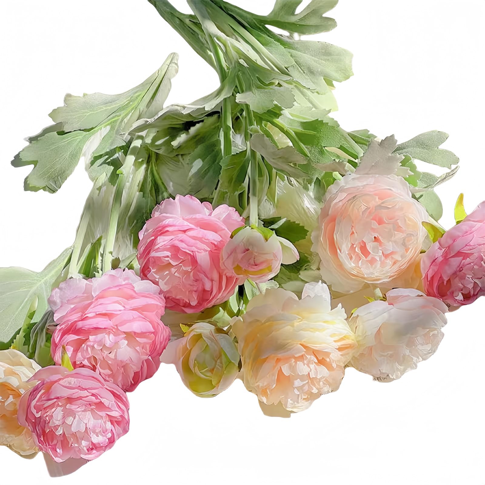 Artificial Flowers Silk Peony 20Pcs 60Heads Pink Red Faux Floral Arrangements