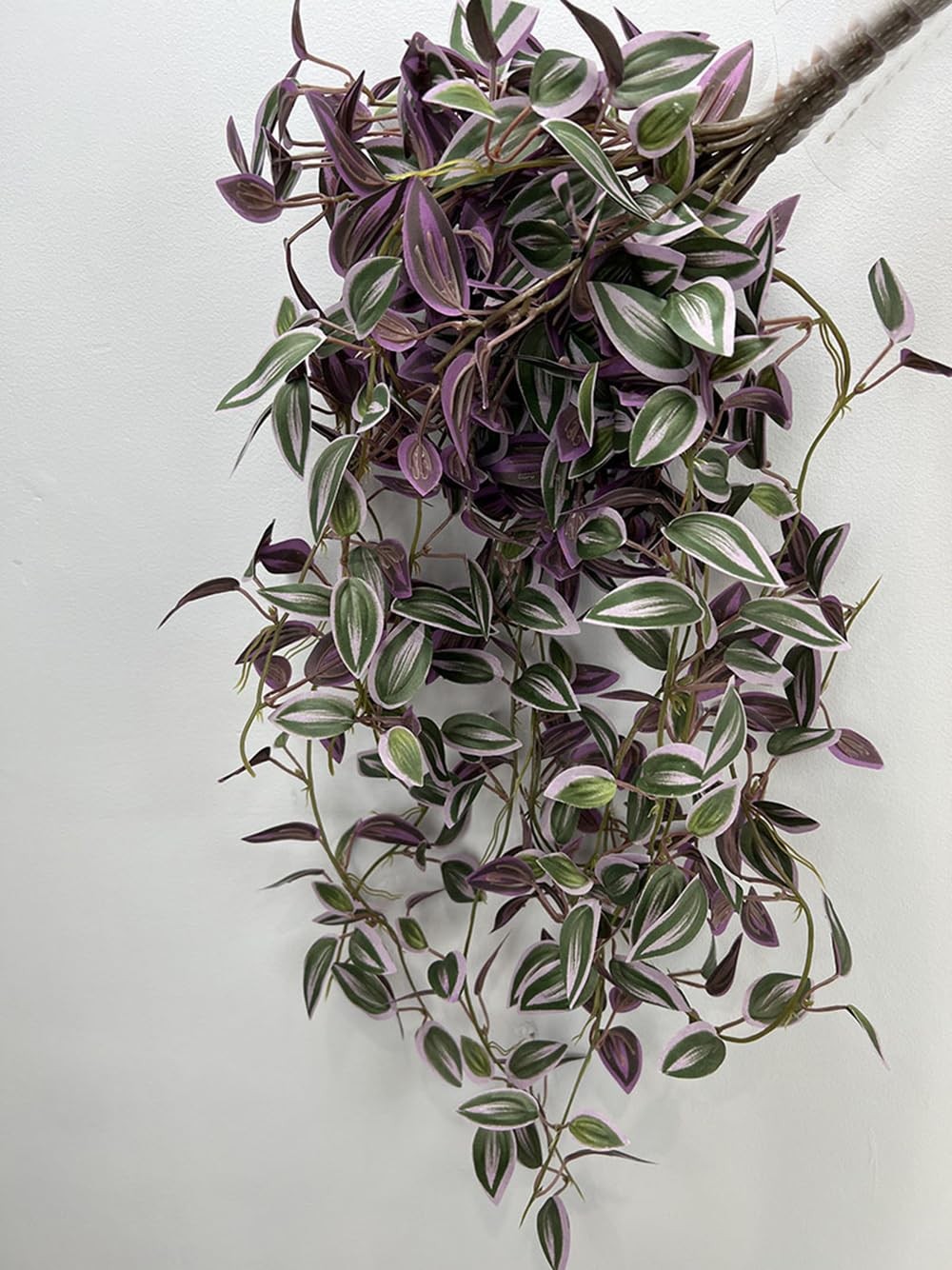 2Pcs Wandering Jew Plant Artificial Hanging Vine 29.5Inch Fake Eyebrow Leaves…