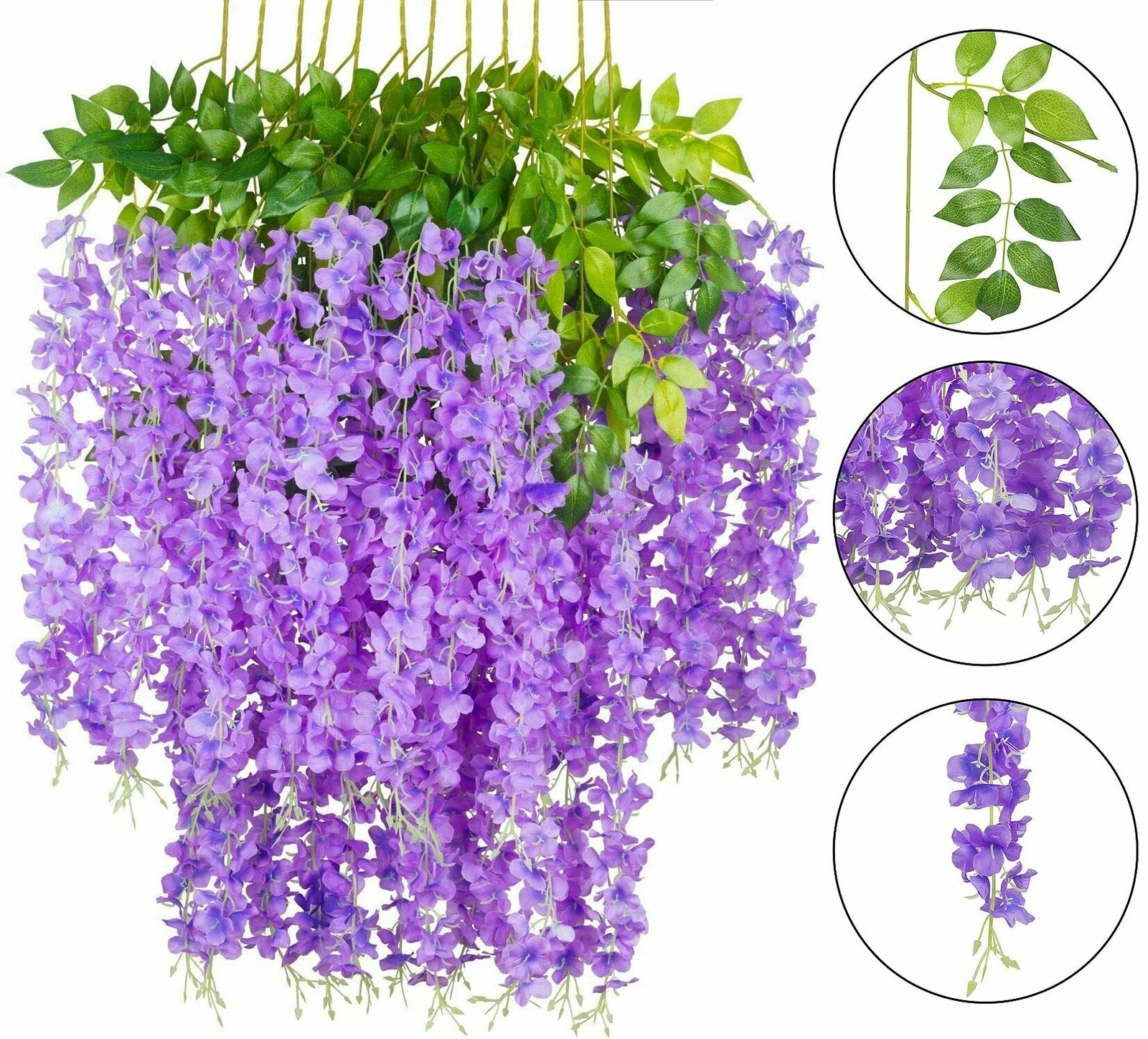 12× Purple 3.6Ft Artificial Wisteria Hanging Garland Flower Garden Wedding Decor