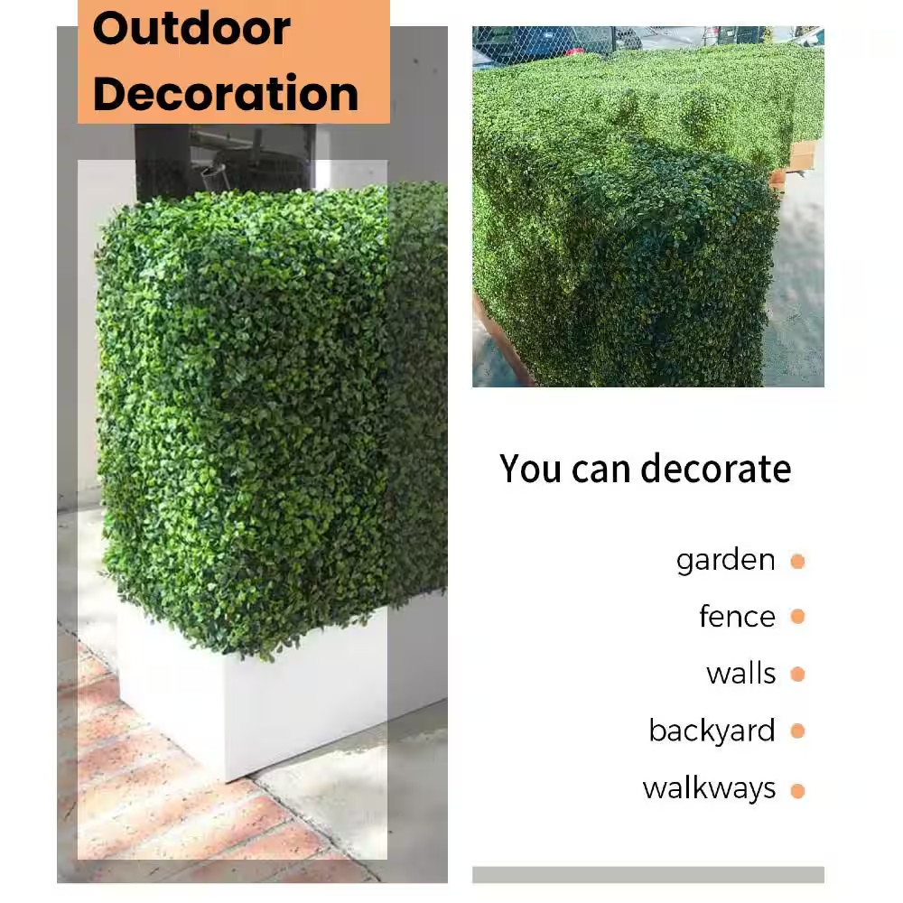 12- Piece 20 In. X 20 In. Artificial Boxwood Panels, Grass Wall Faux Boxwood Hed