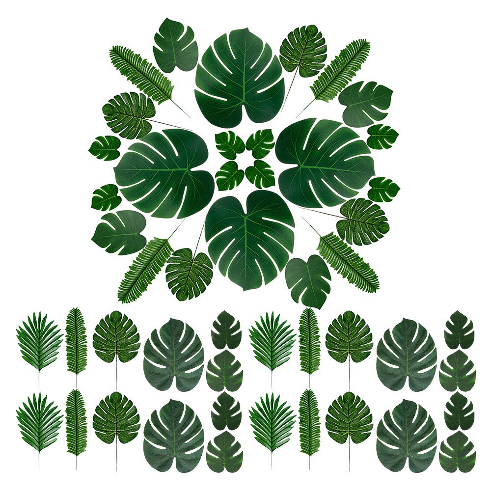 60Pcs Lifelike Faux Monstera Leaves for Table Setting Home and Office Decor
