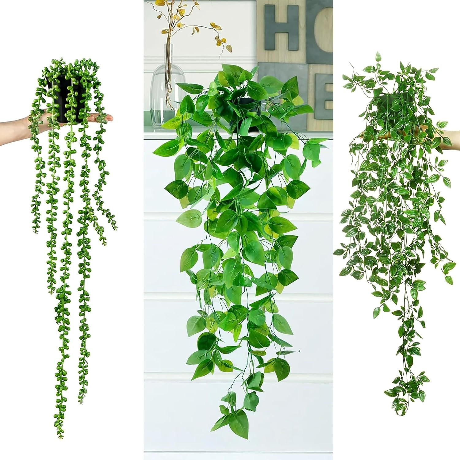 Diverse 6-Pack Fake Plants for Immediate Elegance in Any Room – UV Protected