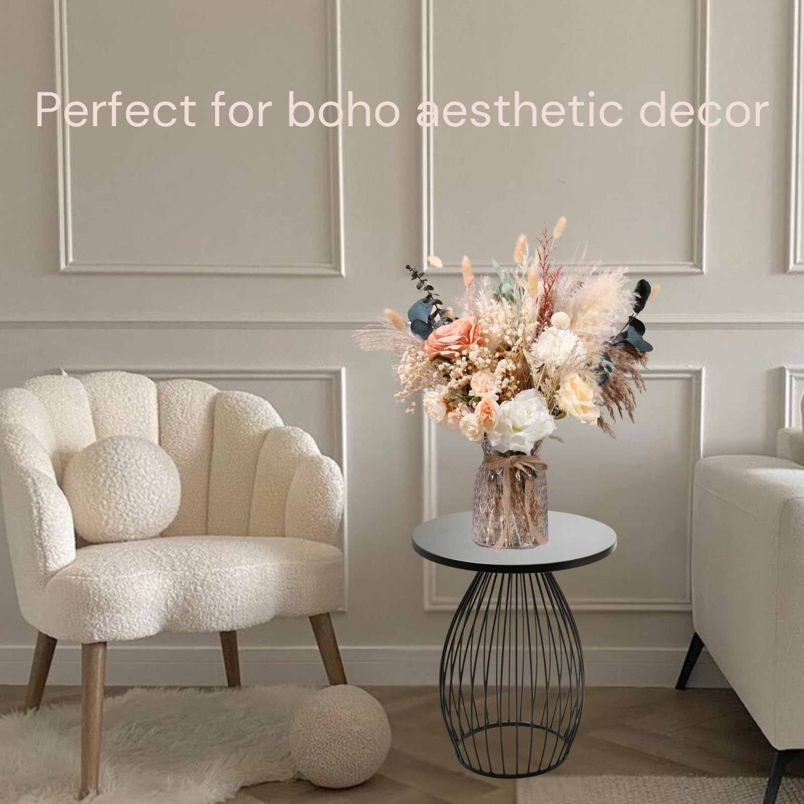 100pcs High End Artificial Flowers Dried Pampas Decor With Vase, Kitchen Isla…
