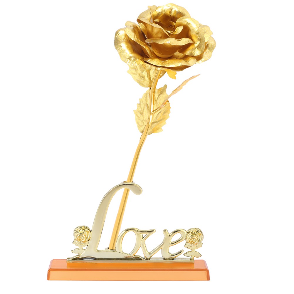 (Golden)24K Gold Foil Flower Artificial Rose Valentine Day Romantic Gift