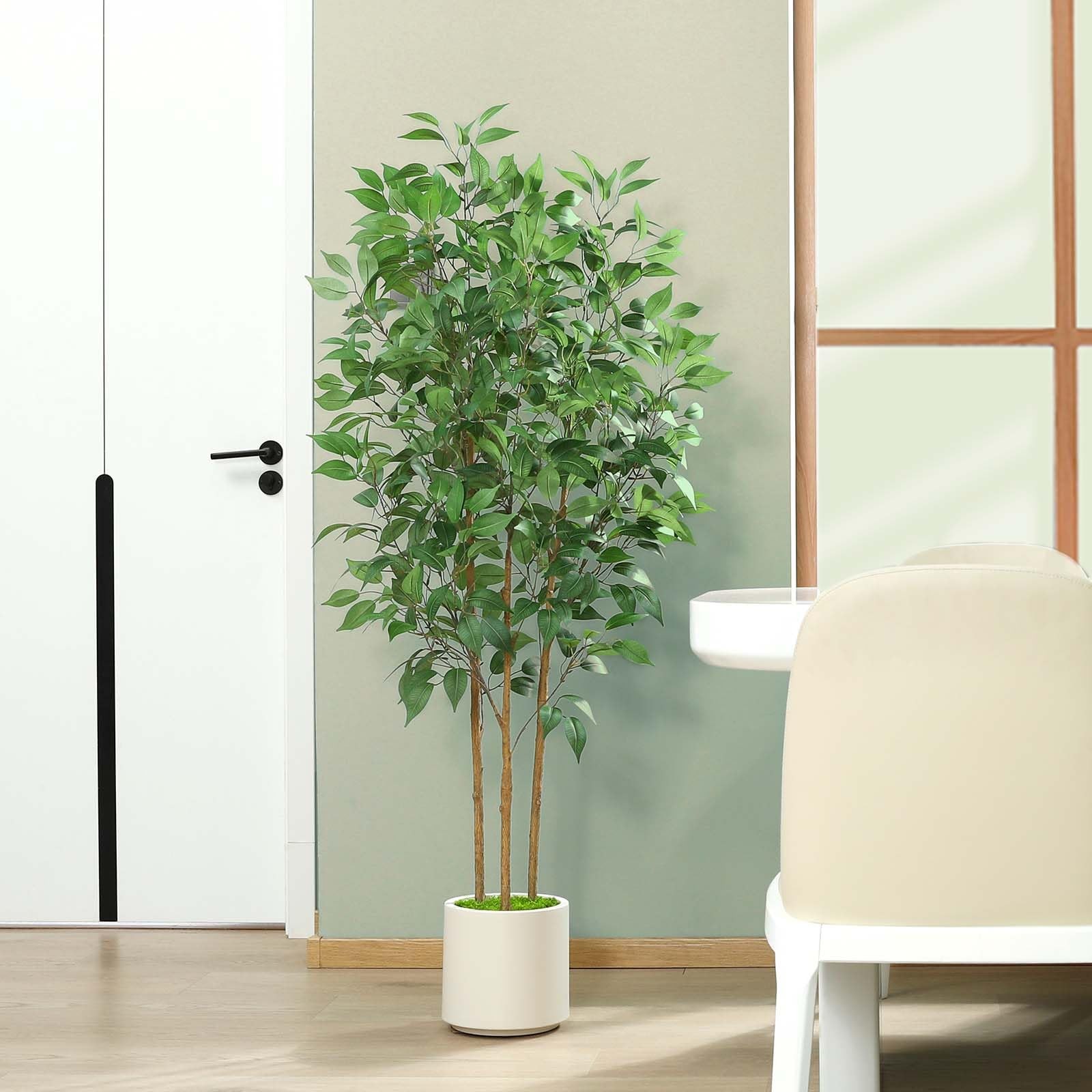 Ficus Artificial Tree 5ft Tall Fake Ficus Tree for Home Decor Indoor Faux Sil…