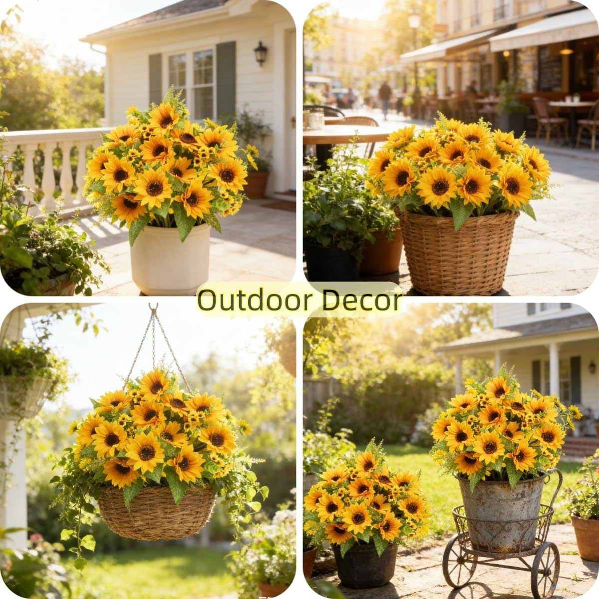 Luxurious 2 Bunches of UV Resistant Silk Sunflowers, Perfect for Home or Parties