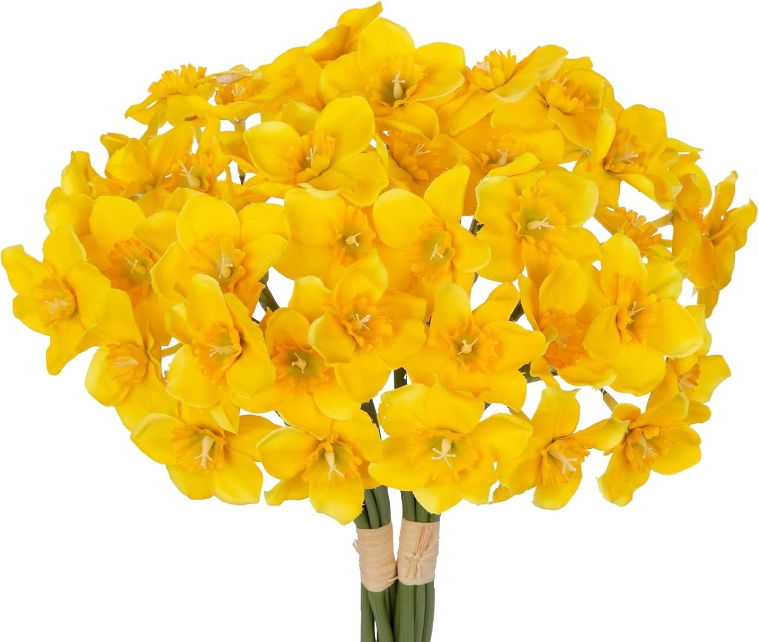 12 Stems Daffodils Artificial Flowers 2 Bunches Real Touch Fake