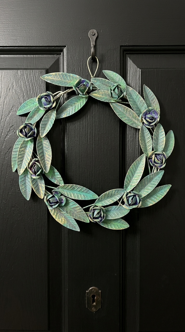 Gold Floral Metal Wreath Wall Decor | Luxury Modern Wall Art Hanging for Home
