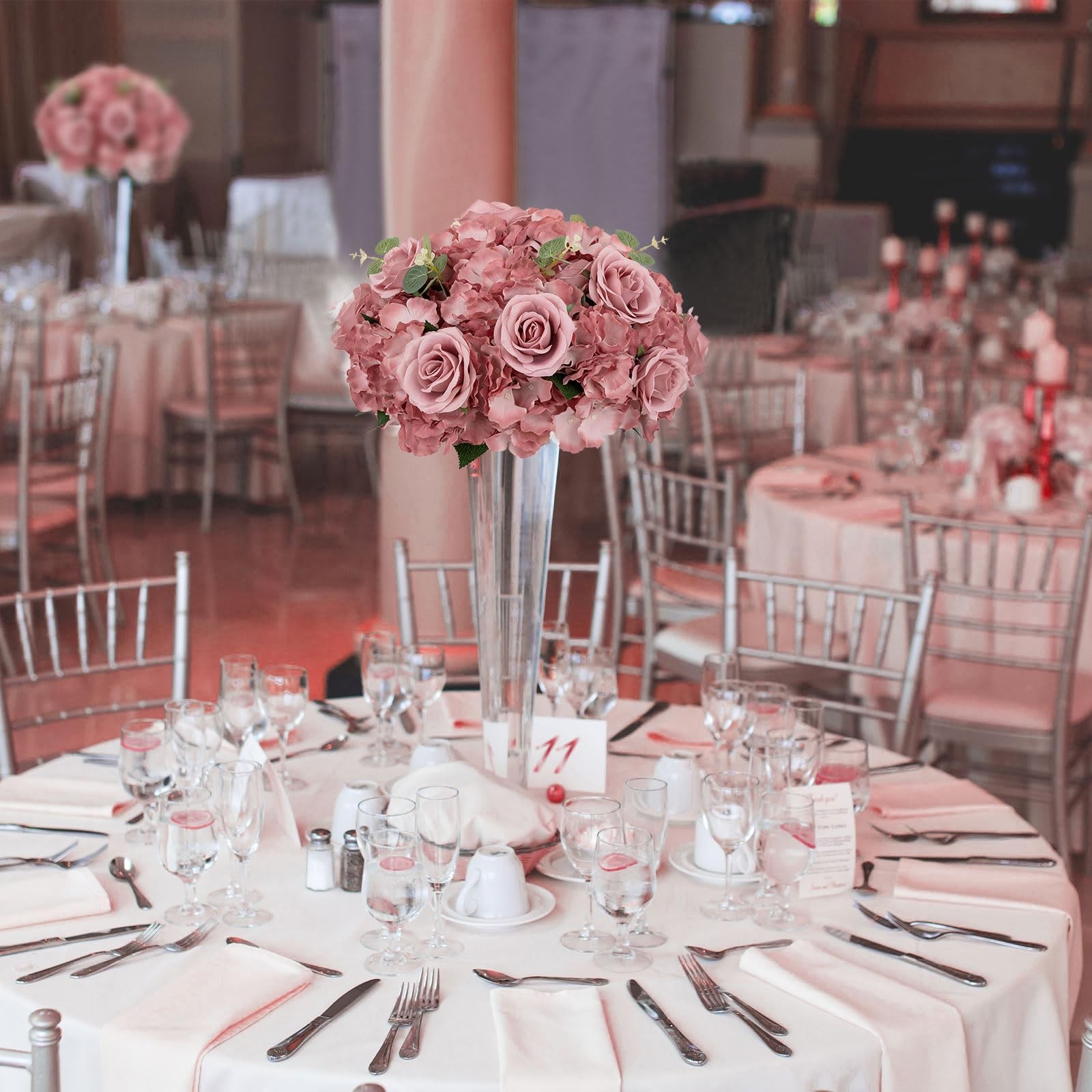 Artificial Flower Balls Wedding Centerpieces 6 Pcs 15.7″ Large Dusty Pink Fak…