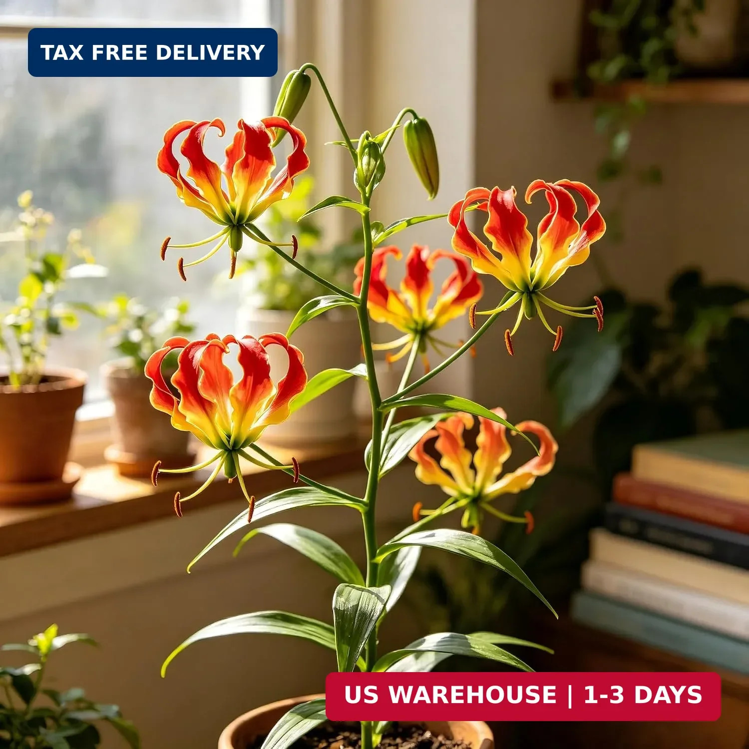 30+ Flame Lily Seeds for Planting, Gloriosa superba Glory Lily Climbing Vine wit