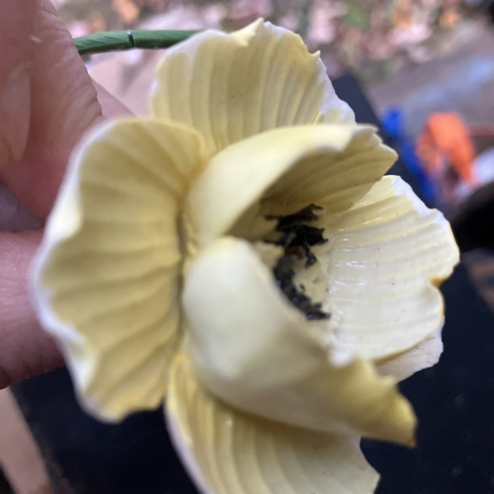 Flower Porcelain Yellow Long Plastic Stem