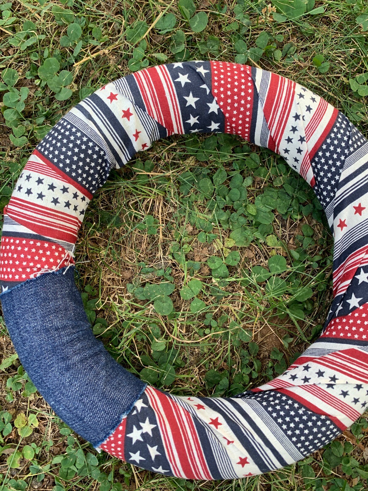 Vintage Handmade PATRIOTIC USA FLAG 4th of July Door Wall Wreath Art 10″❤️ sj17j