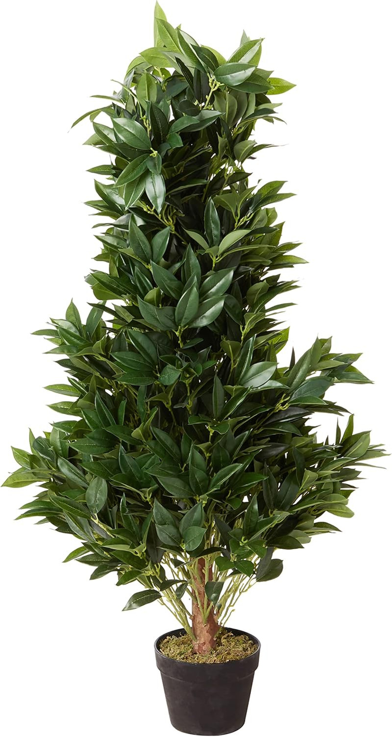 4Ft UV Resistant Bay Leaf Artificial Topiary Tree for Indoor/Outdoor Use