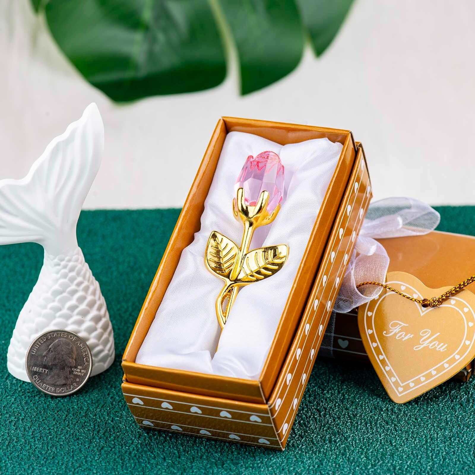 Crystal Rose Eternal Flower Figurine Gift for Women on Birthday, Mother’s Day..