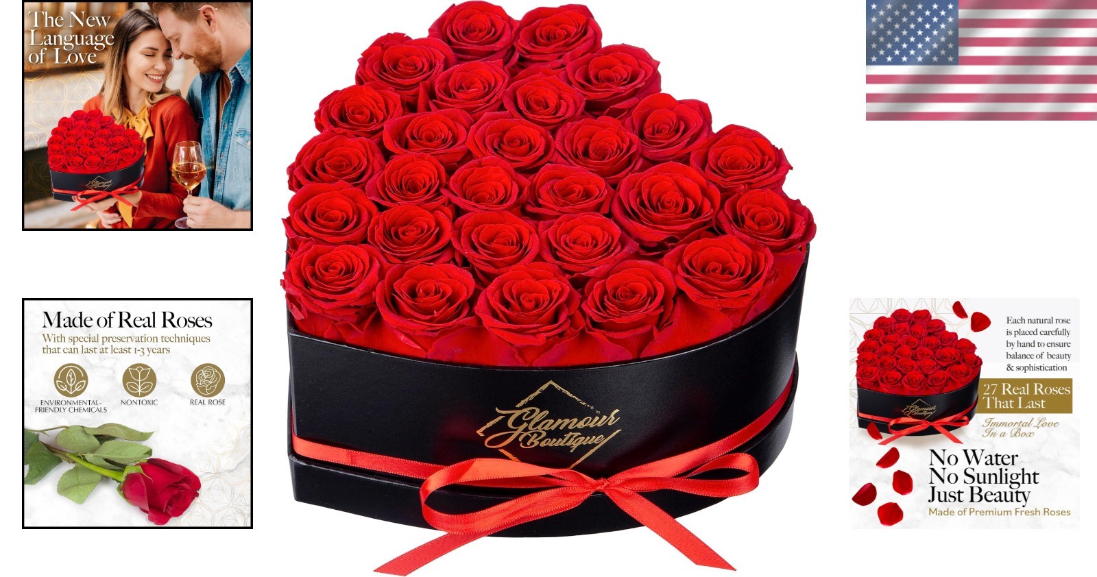 Red Rose Heart Box – 27 Everlasting Flowers Gift for Her