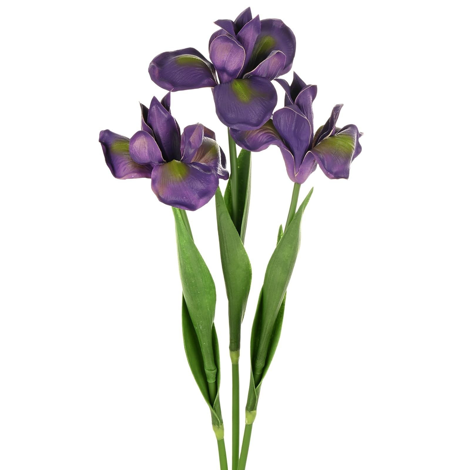 3-Pack Purple Artificial Iris Flowers,18 Inch Faux Iris PU Bouquets Real Touc…
