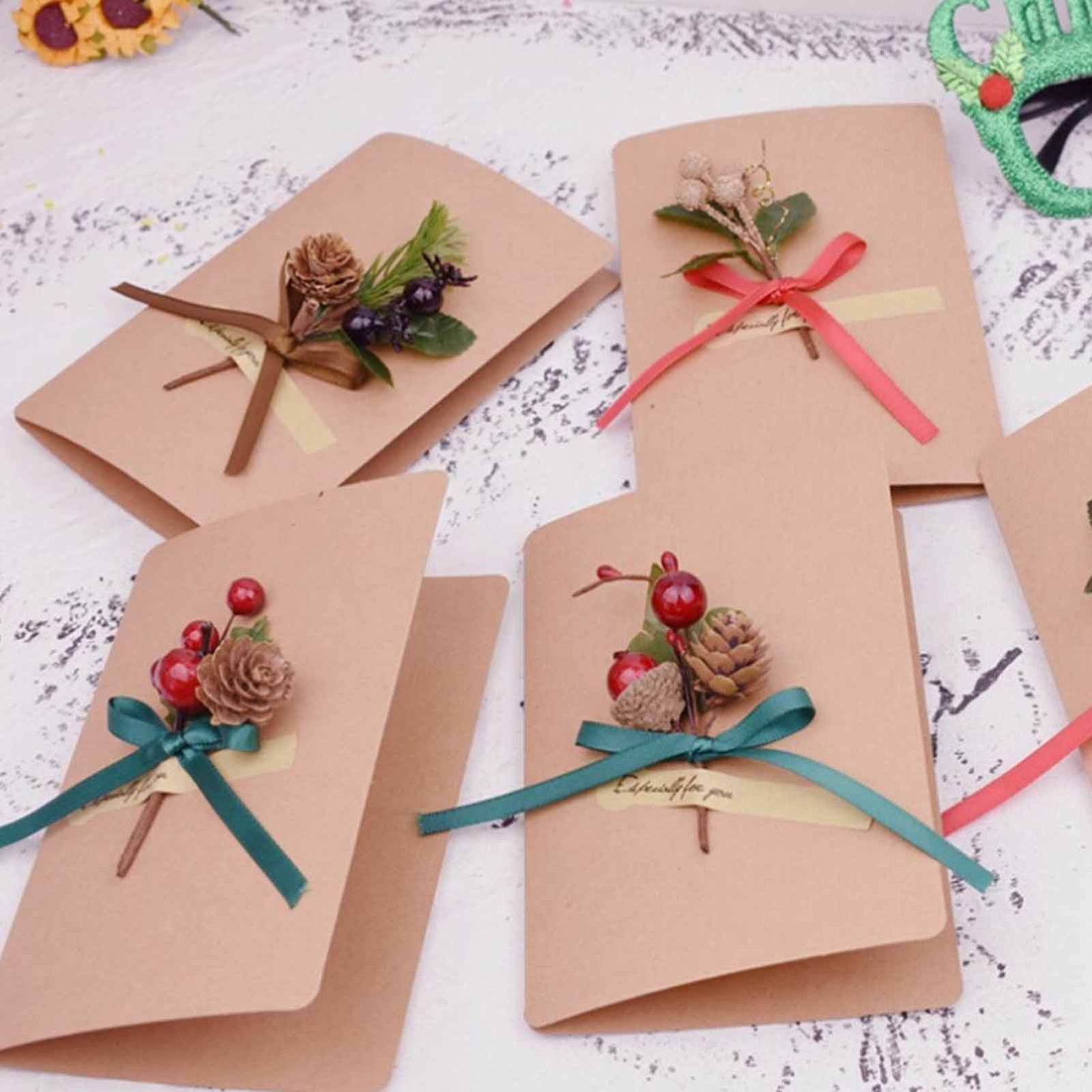 Artificial Flowers Red Berries Pine Cones for Gift Package Wedding Party