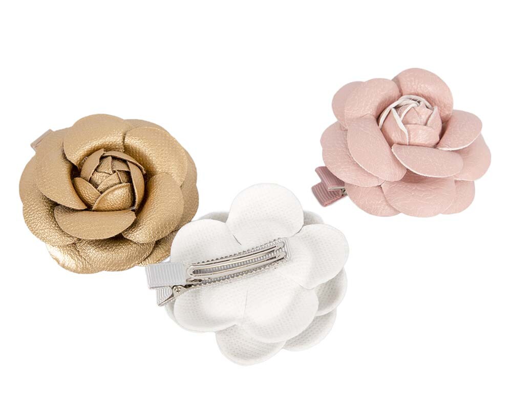 Small PU leather flower broche Flower Millinery Fascinators. 100% Aussie Seller