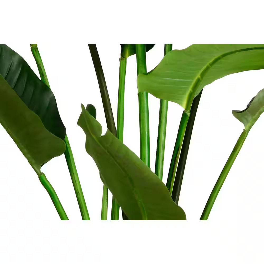 5 Ft. Artificial Banana Leaf Tree Bird of Paradise in White Decor Pot, Faux Gree