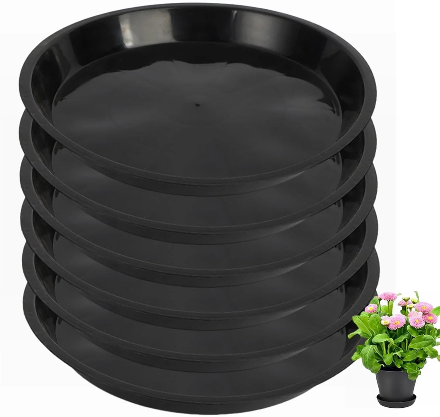 6 Pack Plant Saucer 12 Inch Plastic Plant Tray, Sturdy and Durable Flower Pot Co