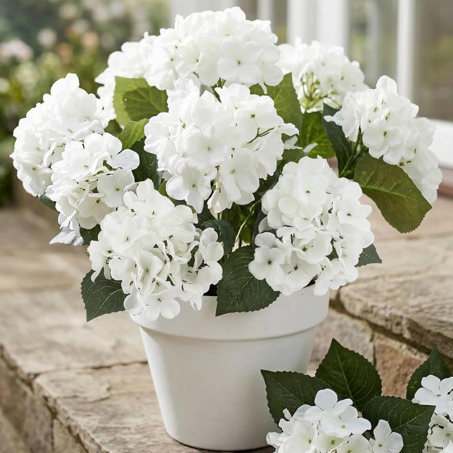 4 Pcs Artificial Hydrangea Flowers Bouquets, UV Faux Silk8201