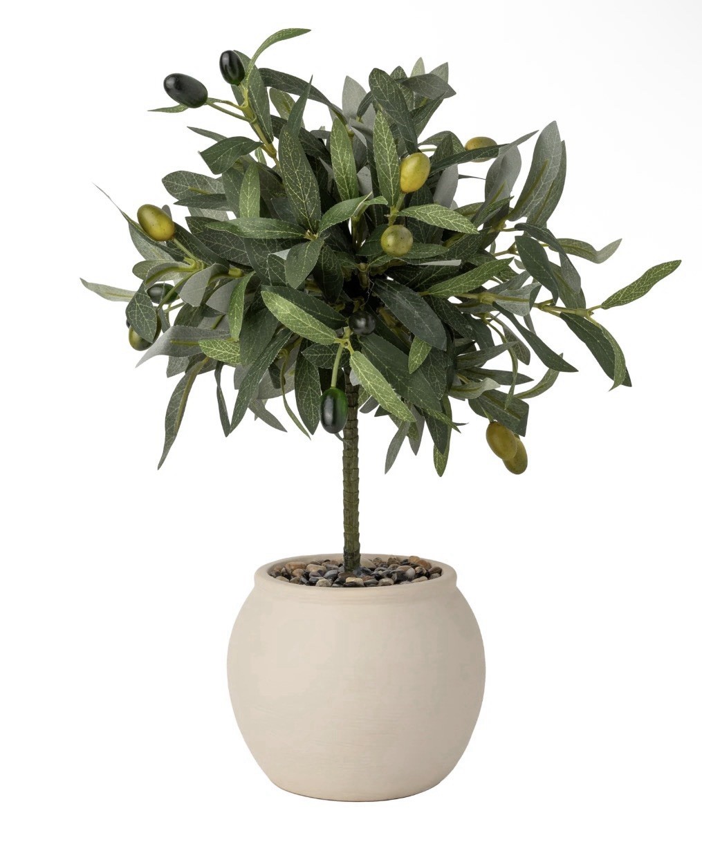 Better Homes & Gardens Realistic Artificial Olive Plant with Tan Ceramic Vase