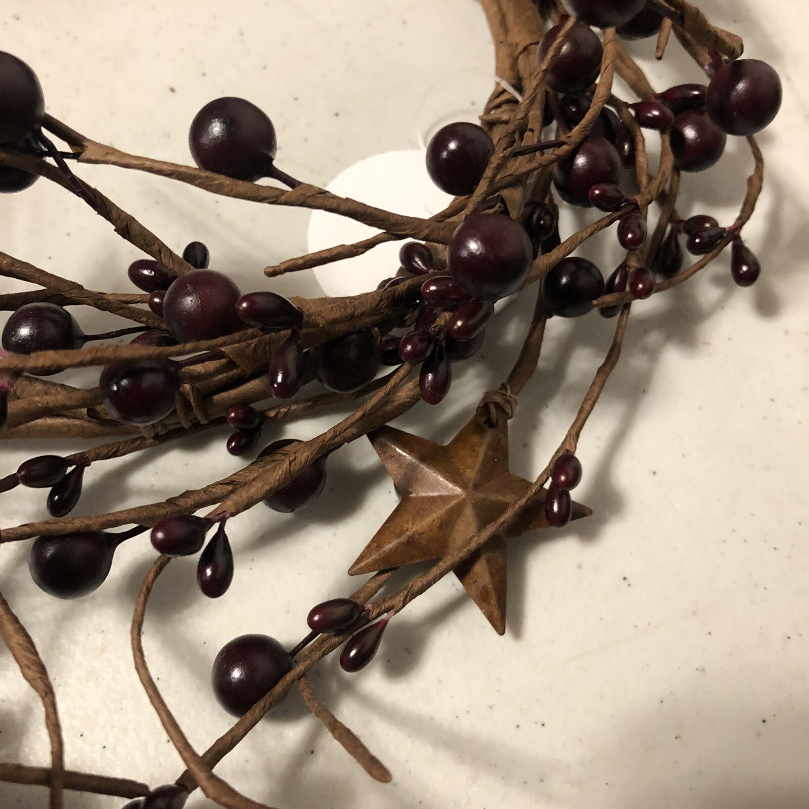 5 Pip Berry And Star Vine Candle rings 6.5” opening Dark Wine