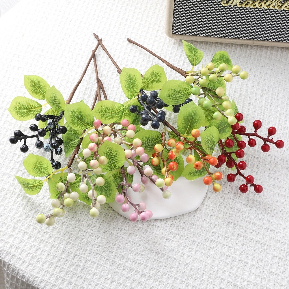 Artificial Olive with Green Pink White Red Orange Black Berries