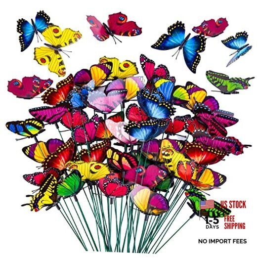 50PCS Butterfly Garden Decorations, 11.8 inch Butterfly Stakes Colorful