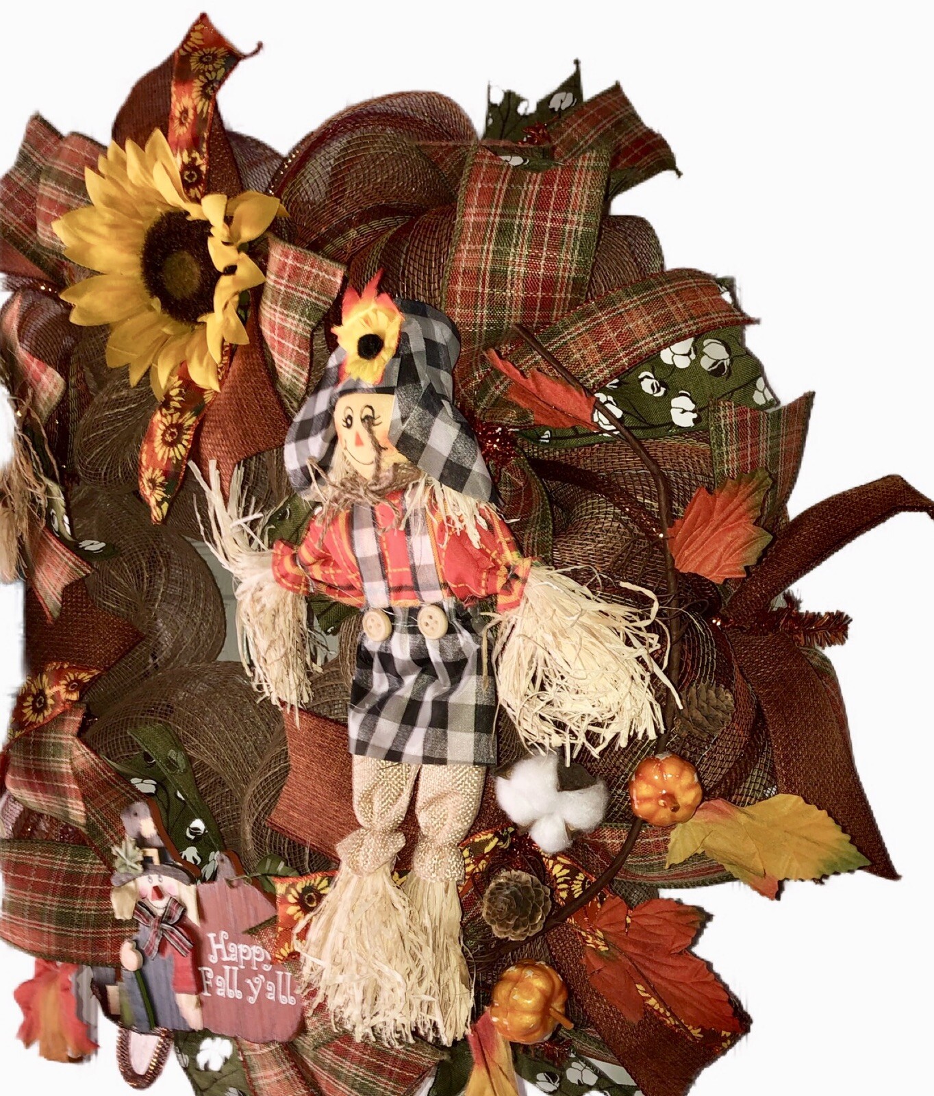 Festive Fall Burlap Jute Mesh Wreath