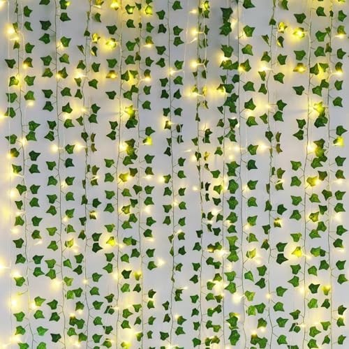 Fake Vines for Room Decor(12 Pack 84 FT),with CE Certified 80 LED String Lights,