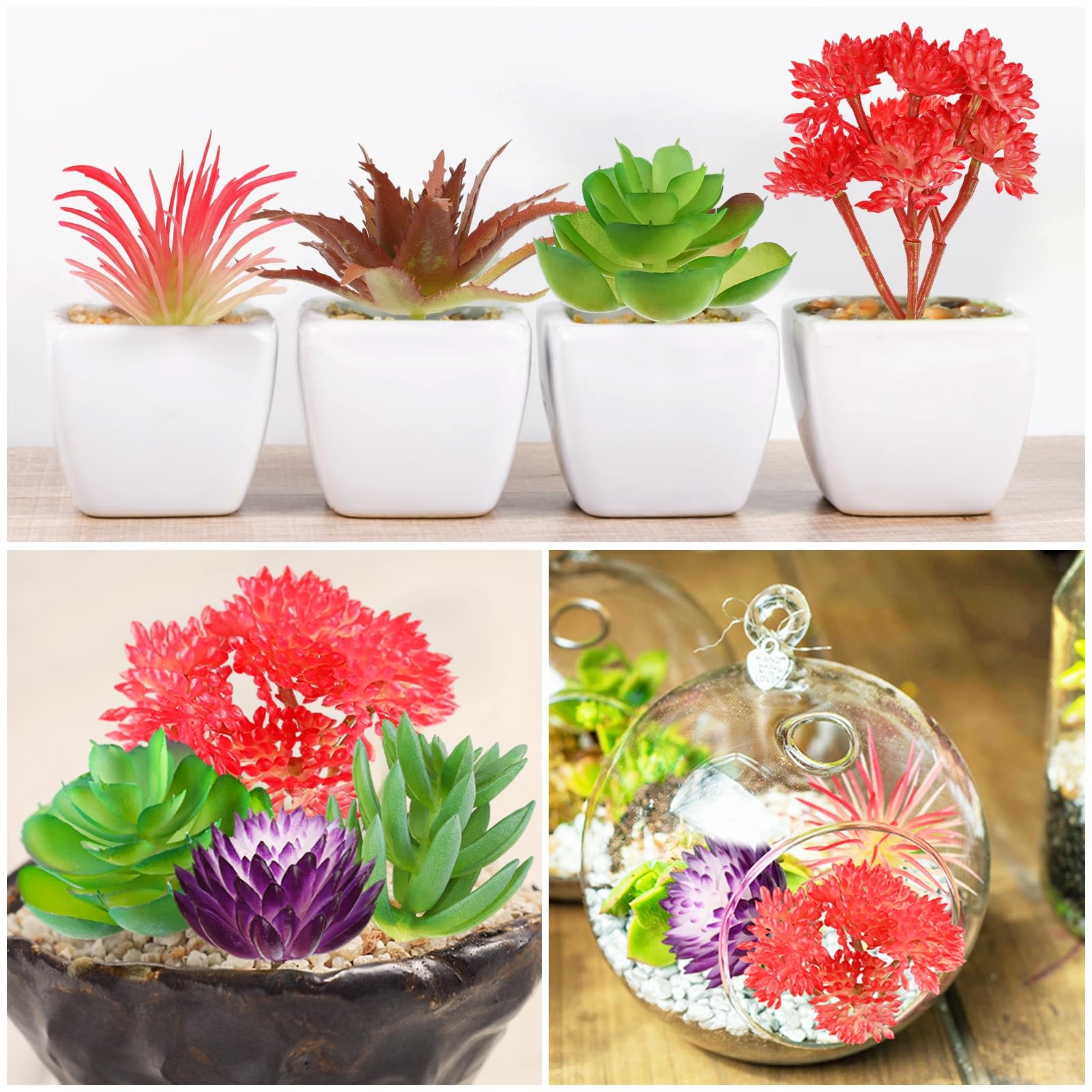 Artificial Succulent Plants Mini Fake Succulents Plants for DIY Crafting Decor