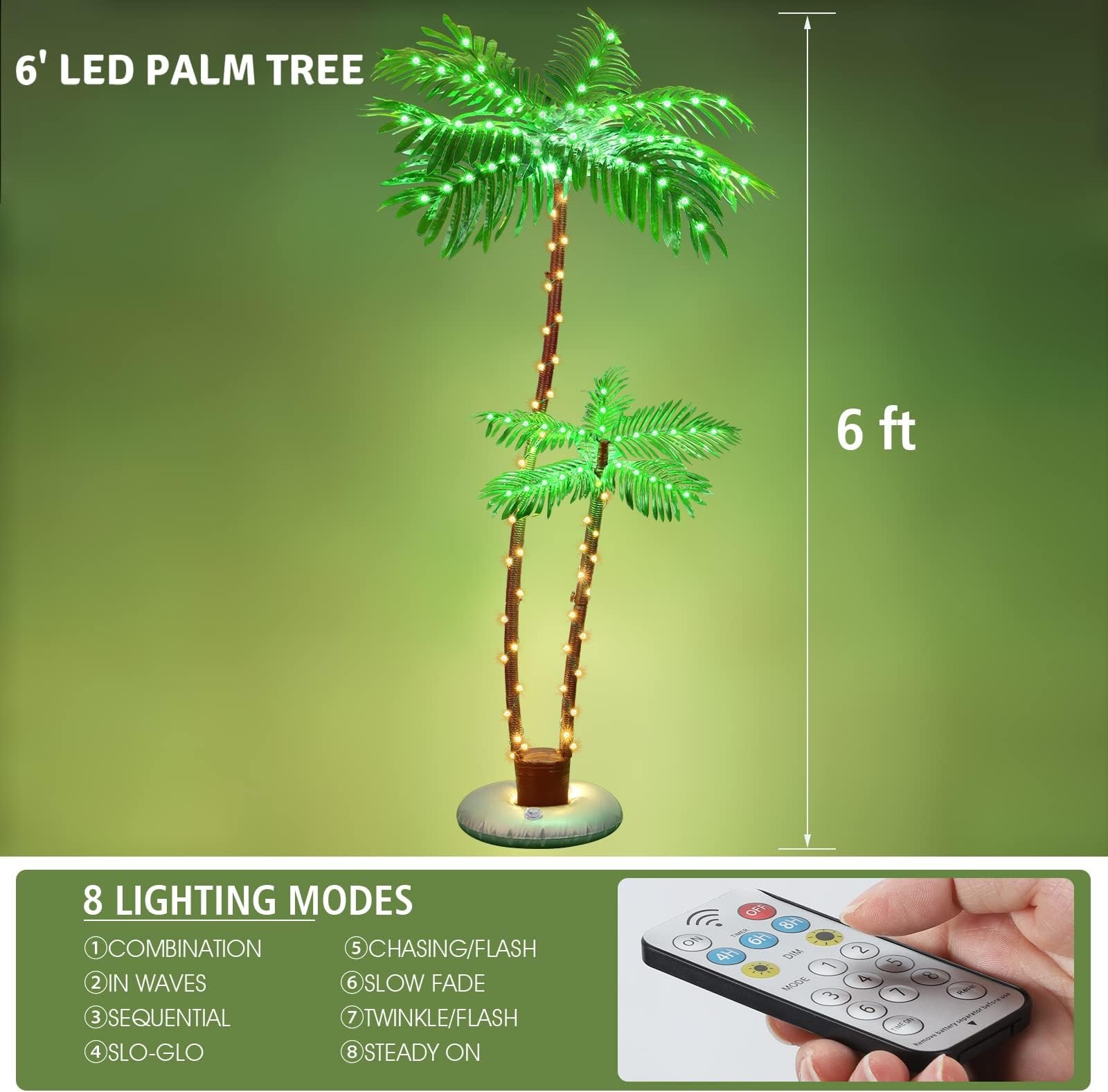 OUSHENG Solar Lighted Palm Trees for Outside Patio, Bar Pool Deck Outdoor Dec…