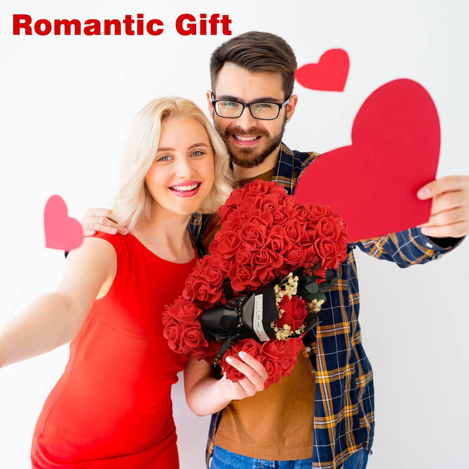 Valentines Day Gifts for Her – Romantic Forever Preserved Roses Floral Teddy Bea