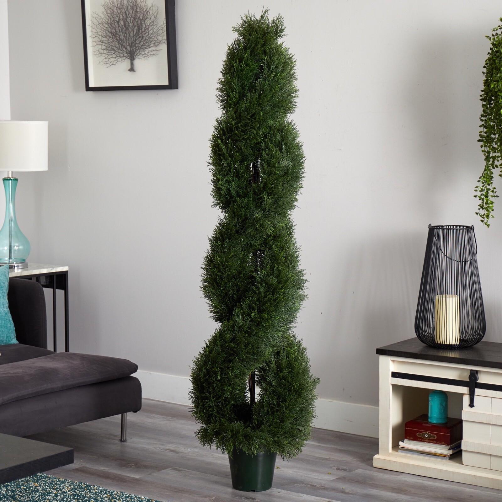 6’ Topiary Cedar Cypress Double Pond Spiral Tree UV Indoor/Outdoor. Retail $479