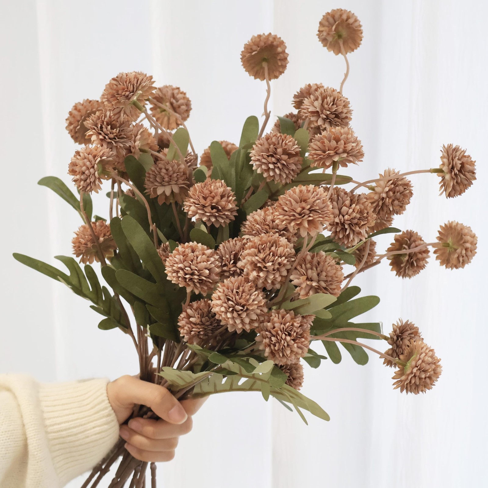 12Pcs Fake Kiku Flowers, Artificial Small Chrysanthemum Balls with Stems, Fau…