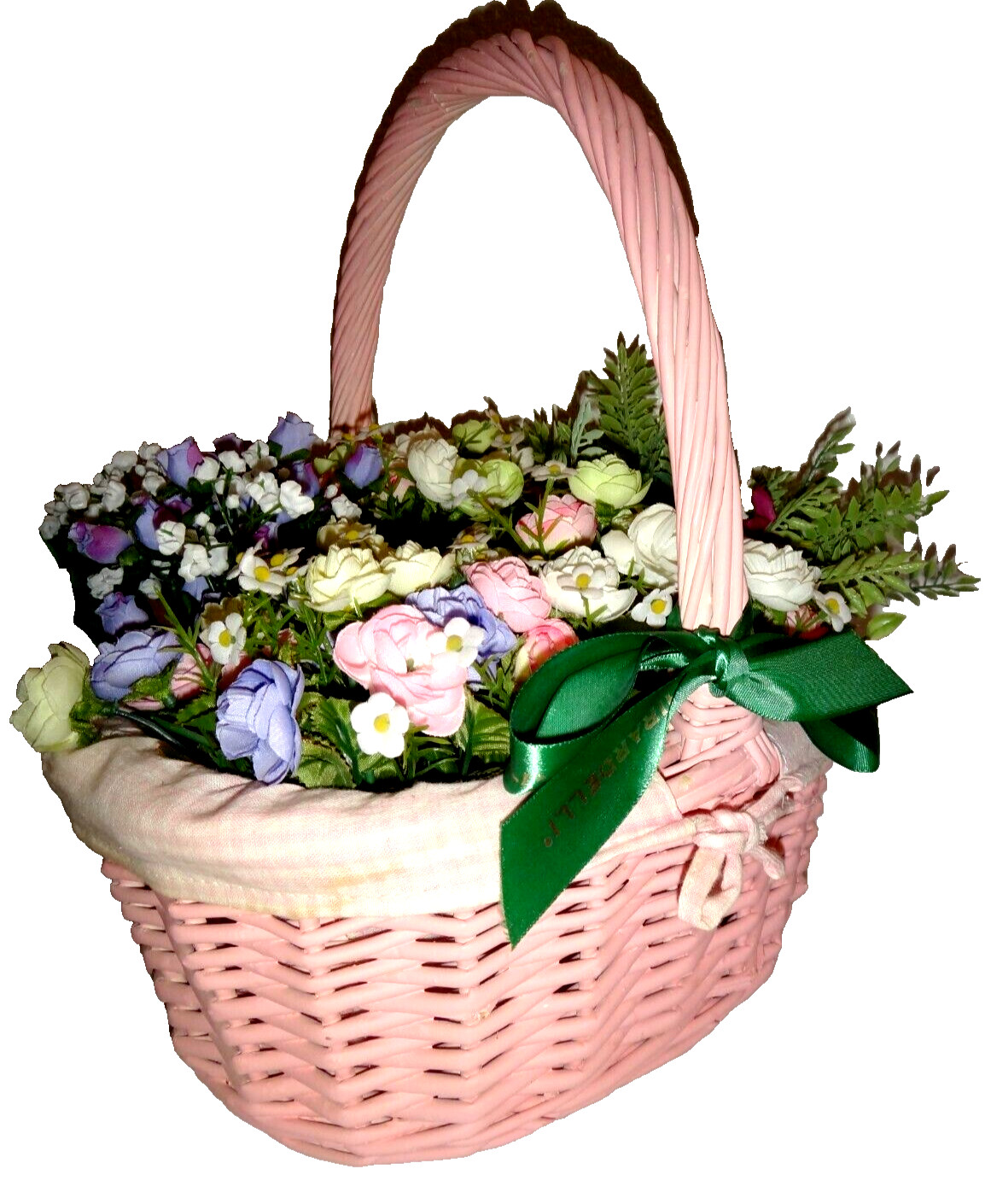 Artificial Multi-color Flowers & Leafs in Pink Wooden Bucket 13.5″ x 14″ x 10″
