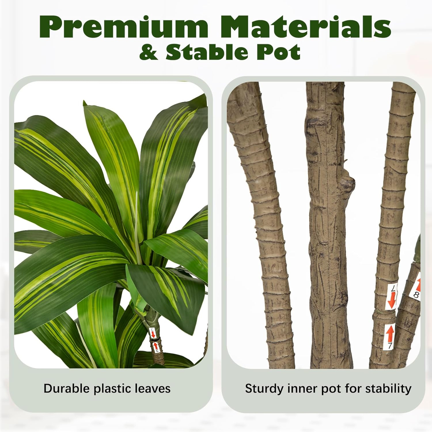6FT Lifelike Artificial Dracaena Tree in White Pot for Home & Office Décor