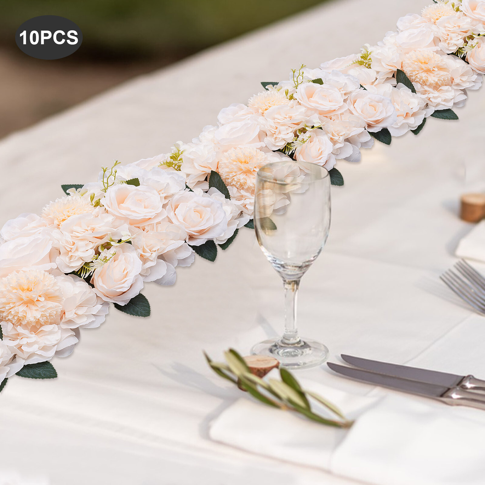 10 Pcs Dining Table Flower Centerpiece Champagne Silk Rose for Wedding 52*28cm