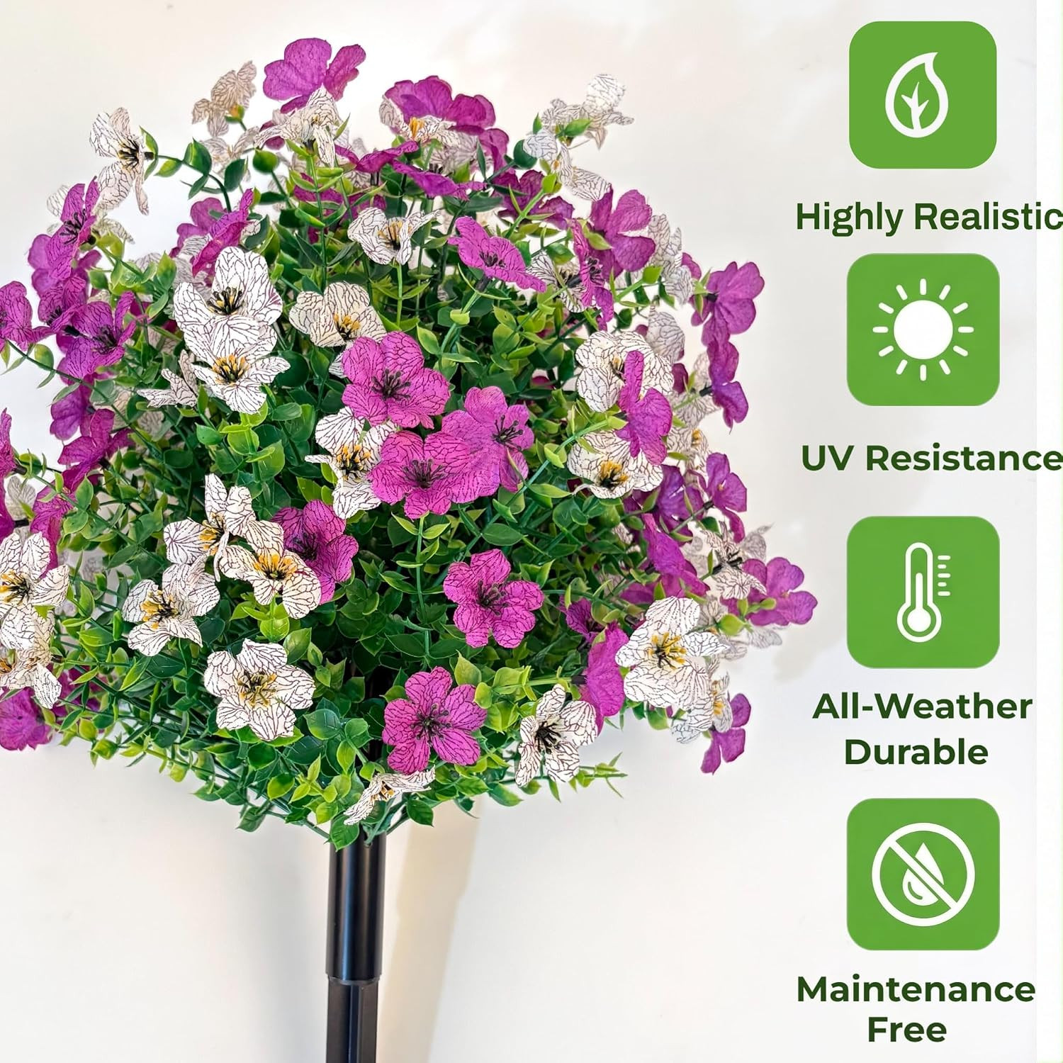 2 Pack 23.6″ UV Resistant Boxwood Ball Topiary with Violet Flowers for Outdoor D