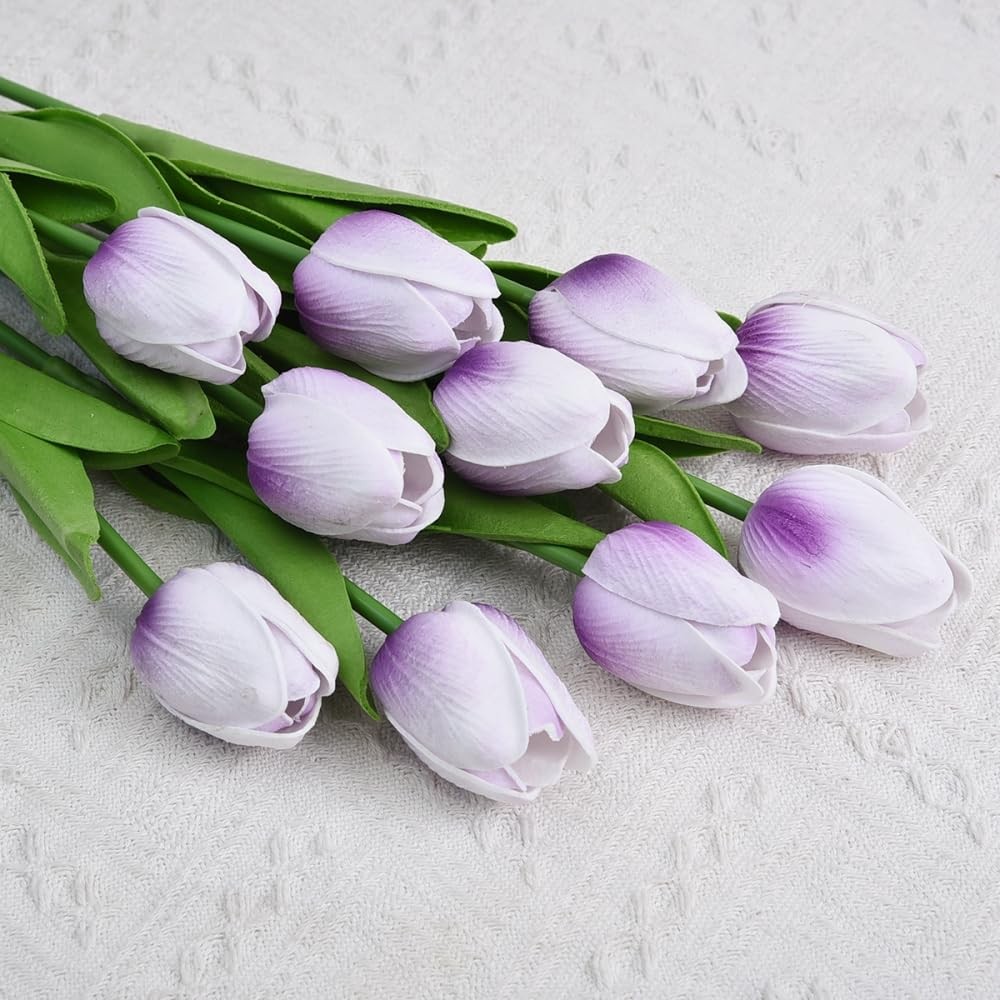 Artificial Tulips 10 Pcs Real Touch Fake Flowers for Home Party Decor