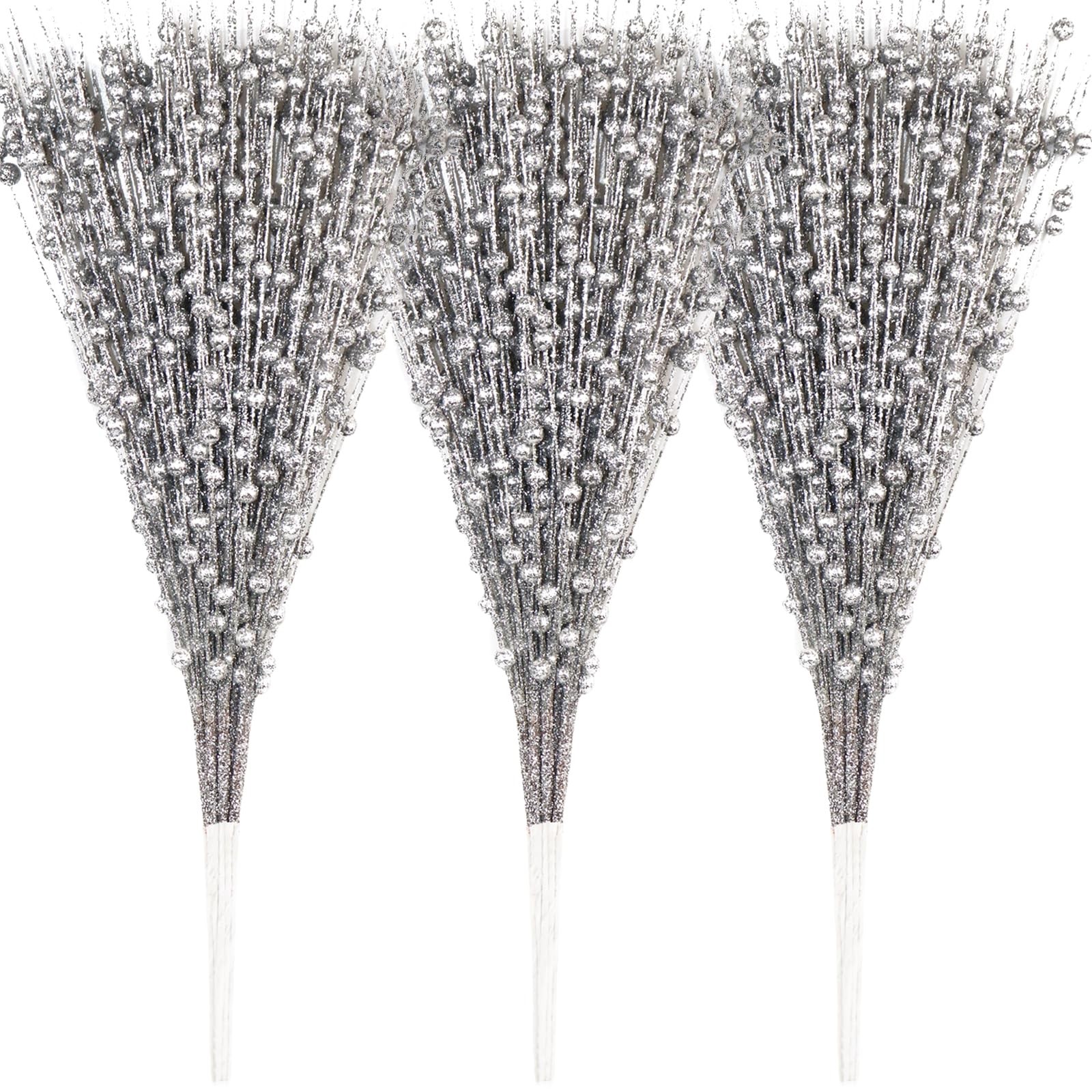 18 Pack Artificial Glitter Stem Ornaments 15.7in Decorative Christmas Picks G…