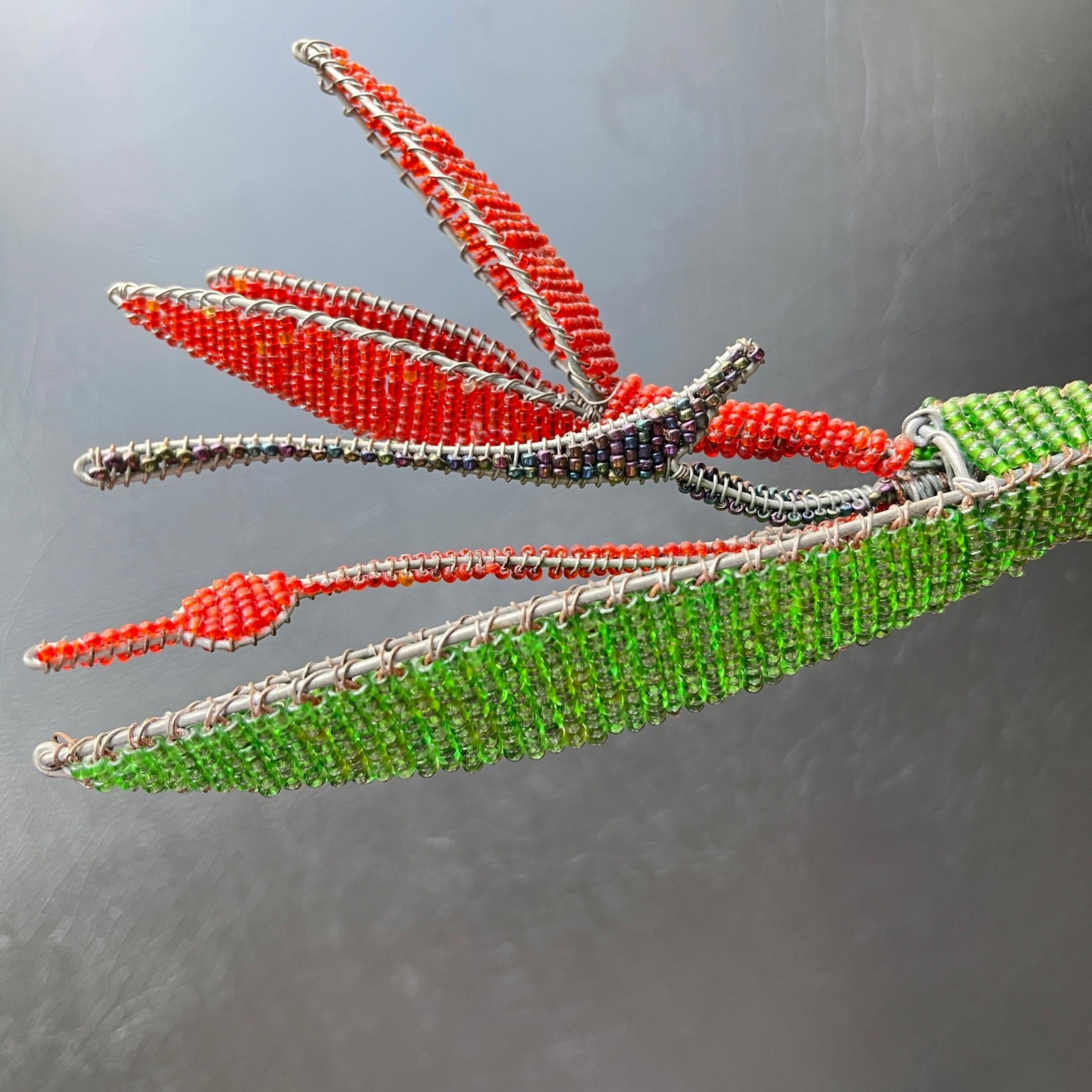 Handcrafted Vibrant Beaded & Metal Strelitzia Stem