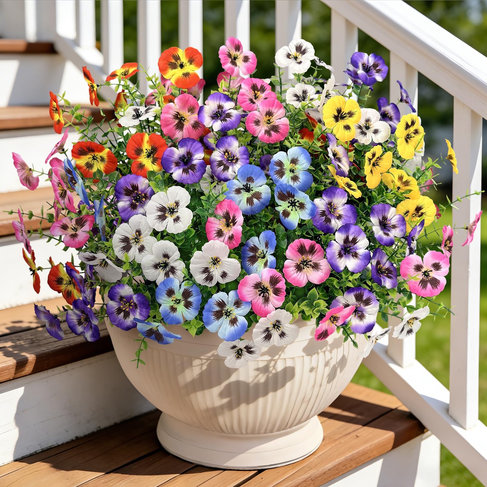 Ouddy Decor 20 Bundles Artificial Pansy Flowers for Outdoors, Fake Silk Flowe…