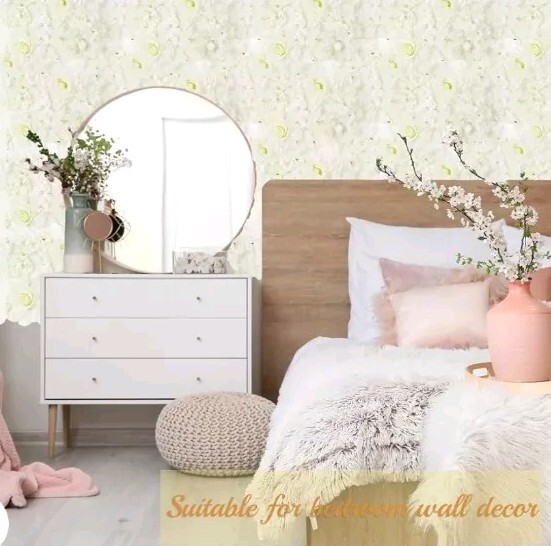 Omldggr White Rose Wall, 8 Pack 12 x 16″ White Flower Wall Decor, 3D Silk Artifi