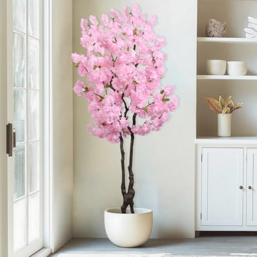 Faux Cherry Blossoms Tree Pink 6FT Artificial Cherry Blossom 5ft 7in Pink-ap26