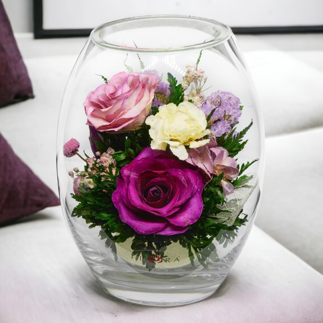 Fiora Flower | Forever Roses in Sealed Vase | Lasts 5 Years | Perfect Gift